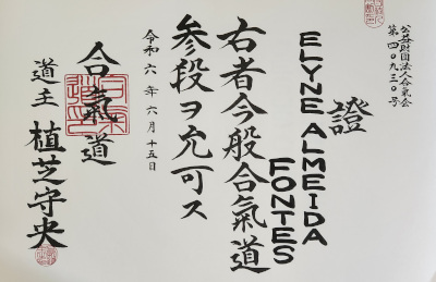 Certificado - Elyne Almeida Fontes - Yudansha Makoto (Sandan)