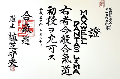 Certificado - Maxwell Dantas Lima - Yudansha Makoto (Shodan)